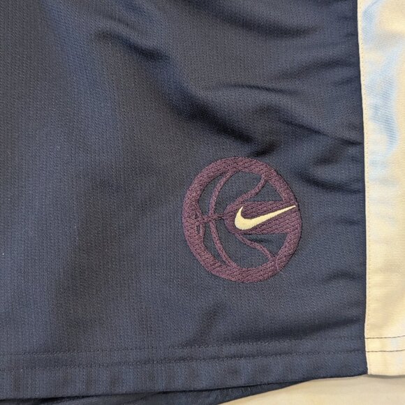 VTG Nike Basketball Shorts Mens L Navy Blue White Stripe Swoosh Logo Athletic - Picture 2 of 4